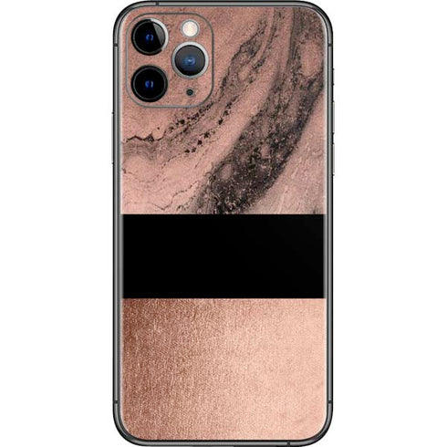 Rose Gold and Black Marble iPhone 11 Pro Skin